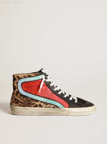 

dirty shoes slide sneakers high r luxury italian vintage handmade red leather leopard print pony leather, Black