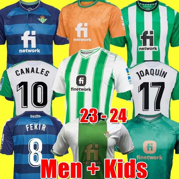 

23 24 real betis soccer jerseys copa del rey final joaquin b.iglesias camiseta de futbol juanmi estadio fourth men kids football shirts unif, Black;yellow