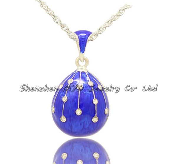 

fashion jewelry girls hand enameled russian style easter day faberge egg pendant ladies necklace with chain2222137, Silver