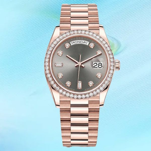 

roex watch woman watch luxury belt diamond montre automatic 41mm 36mm mechanical 904l full stainless steel bezel waterproof luminous gold wa, Slivery;brown