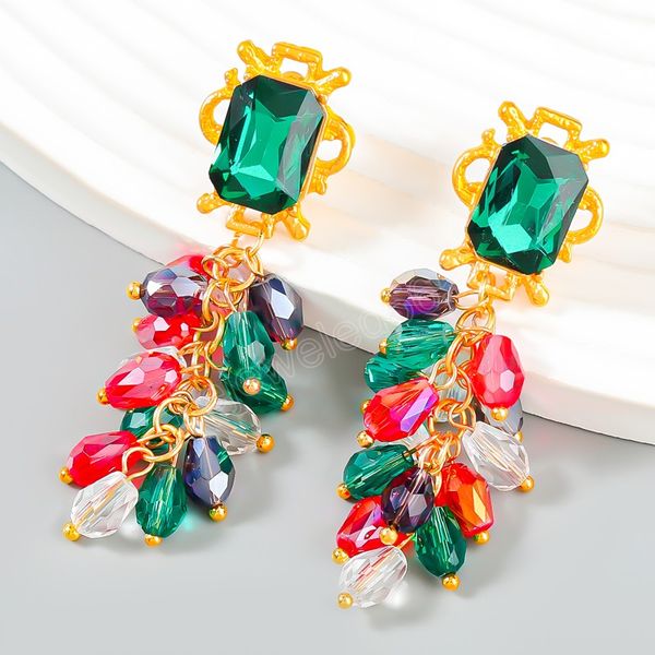 

fashion metal rhinestone resin geometric ear women's exaggerated classic dangle earings banquet jewelry accessories, Silver