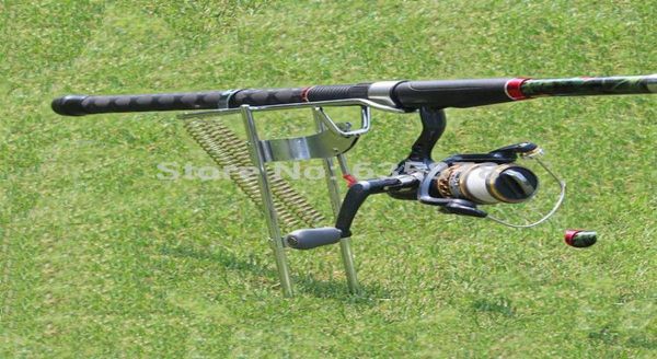

wholefishing rod pole stand holder bracket practical silver steel fishing tool double spring automatic adjustable 5866277
