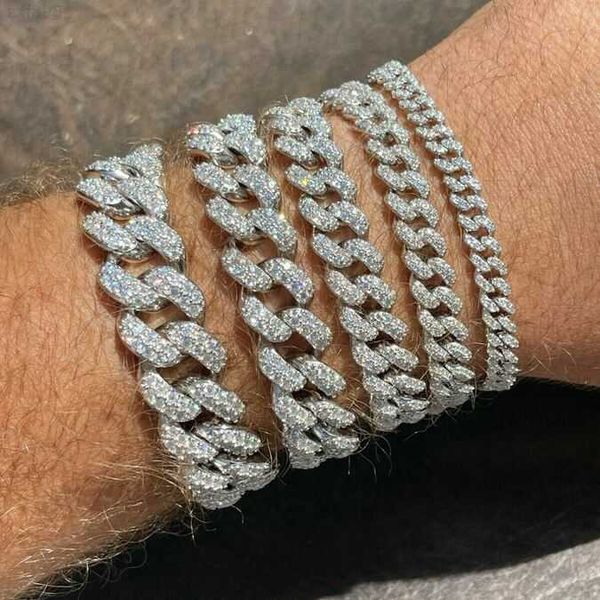 

real customize fine jewelry vvs lab diamond 925 sterling silver iced miami moissanite cuban link bracelet