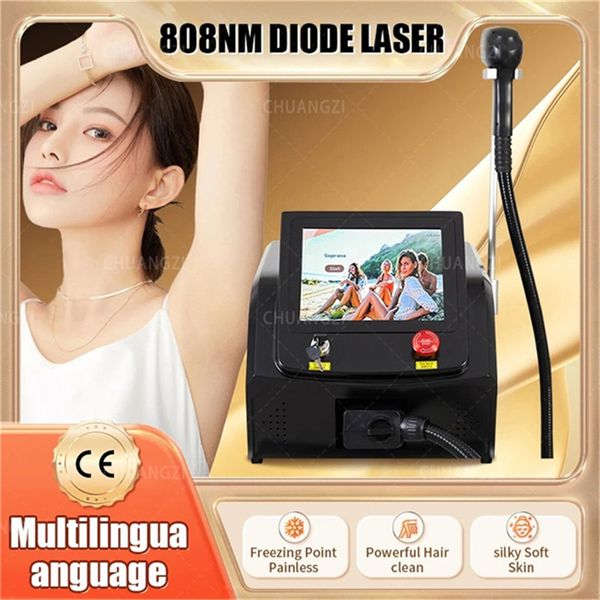 

laser machine new arrival 808nm diode laser hair removal machine permanent painless hair removal with skin whiting laser epilator, Black