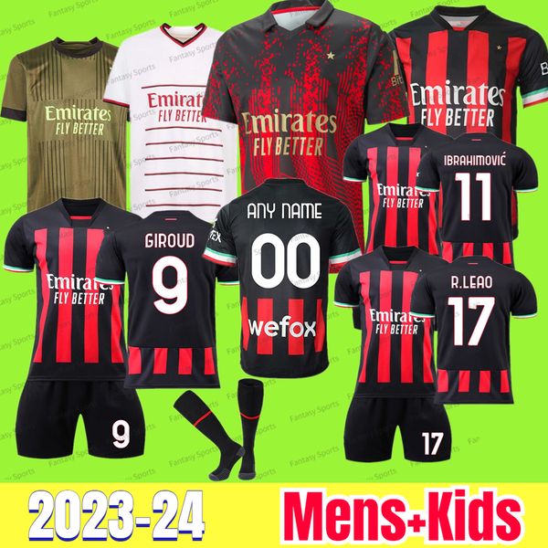 

23 24 ibrahimovic koche soccer jerseys special-edition 4th 2023 2024 giroud tonali theo r.leao romagnoli brahim s.castillejo saelemaekers me, Black;yellow