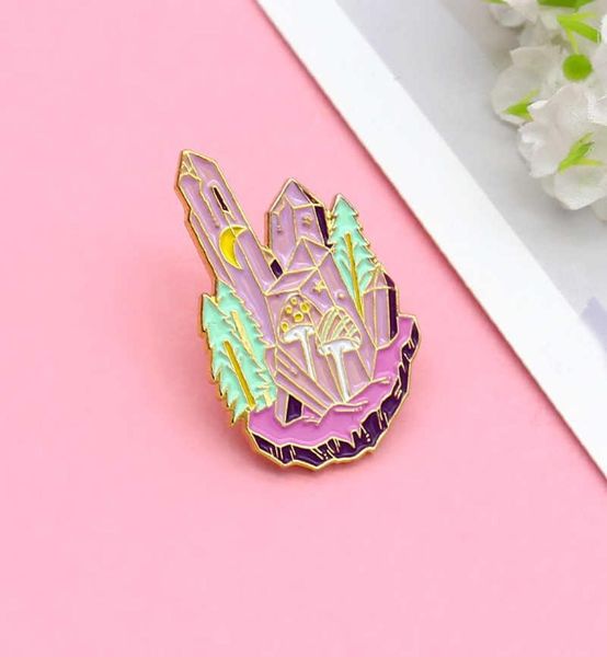 

mushroom on crystal iceberg under starry sky fashion cartoon creative oil dripping brooch trend badge jewelry9292721, Gray