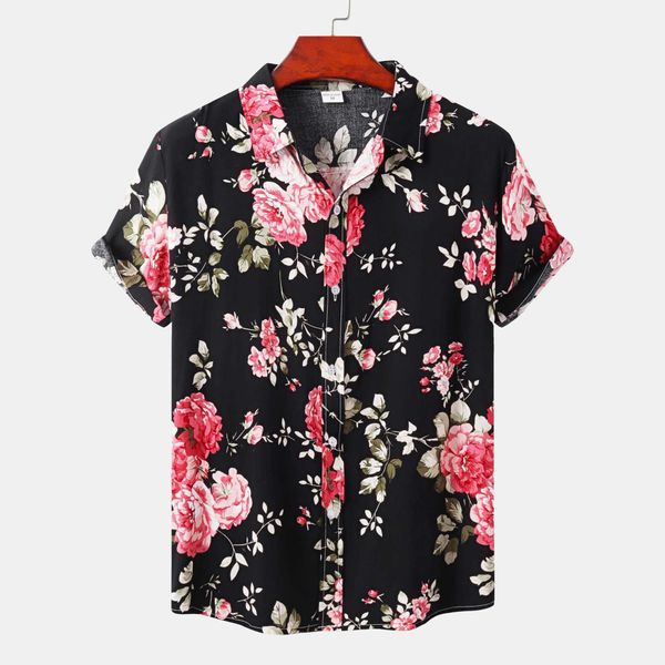 

sleeve men's short new button up shirt custom summer aloha hawaiian casual beach shirts orchid rayon tropical floral shirt afn, White;black