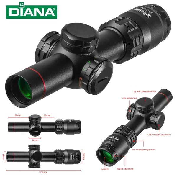 

diana-2-7x20 hunting tactics optical sight green red dot light air rifle scope gear spotting scope for rifle hunting sniper