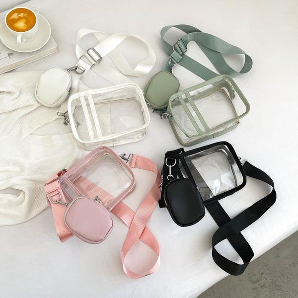 

shoulder bags female clear pvc crossbody transparent phone bag adjustable strap waterproof purse jelly