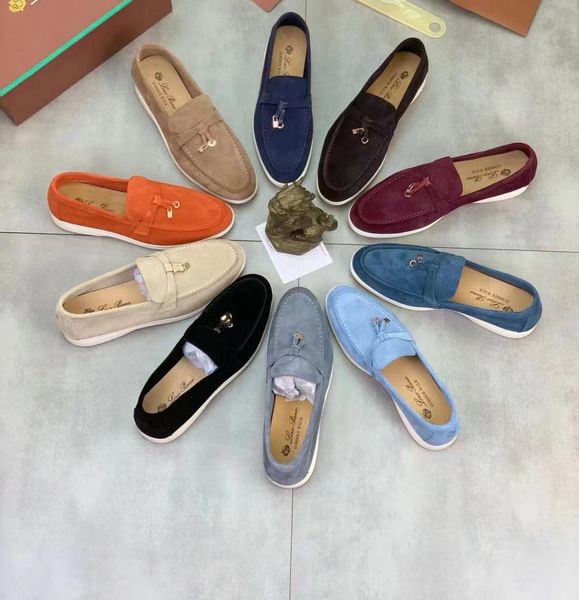 

europen loro piana summer charms lp walk loafers casual shoe men women round toe mental decor chic designer luxury flat slip on thick sole b, Black