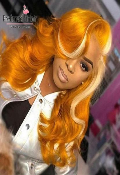 

preferred orange pink highlight wig full lace wig brazilian remy lace front wigs pre plucked purple human hair wigs for women6680141, Black;brown