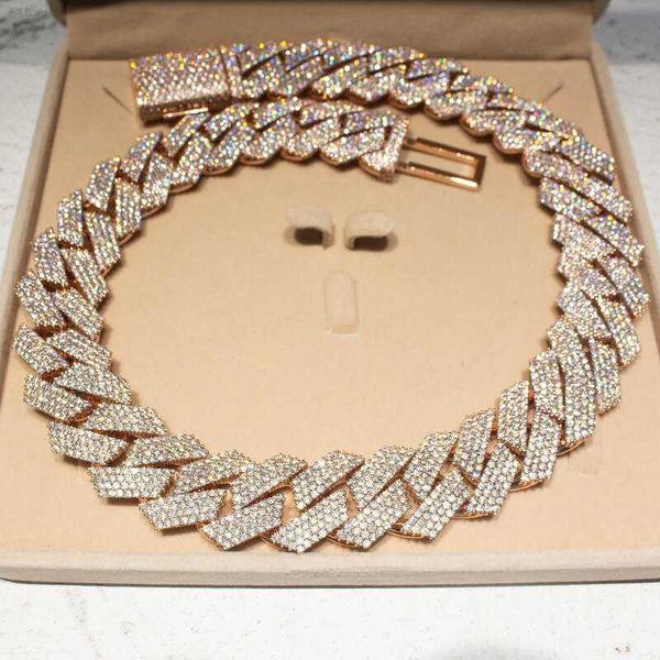 

men jewelry hip hop 20mm iced out moissanite diamond cuban chains, Silver