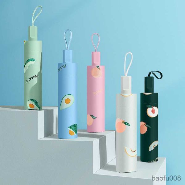 

umbrellas new fruit-fun folding umbrella for women girl sunny and rainy dual-use vinyl sun protection umbrella mujer r230607