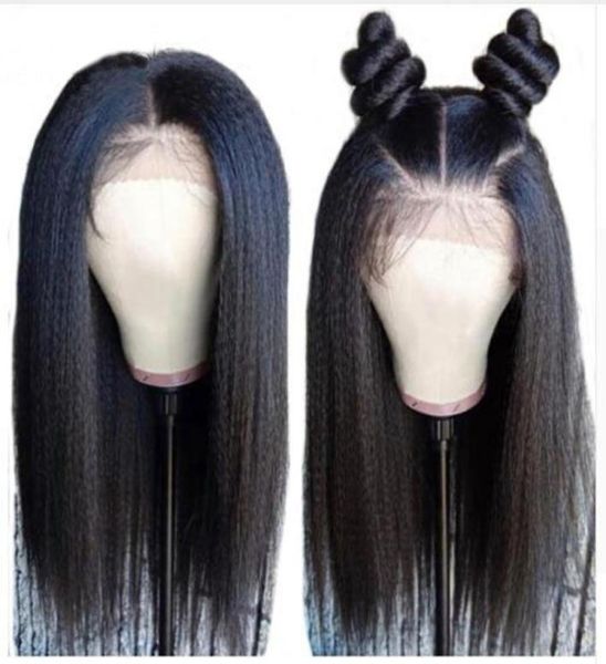 

full lace human hair wigs pre plucked with baby hair yaki straight peruvian remy human hair full lace front wigs for black women2145043, Black;brown