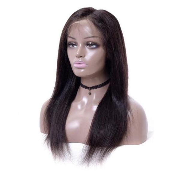 

full lace human hair wigs for black women straight brazilian virgin hair wigs pre plucked natural hairline with baby hair8983296, Black;brown