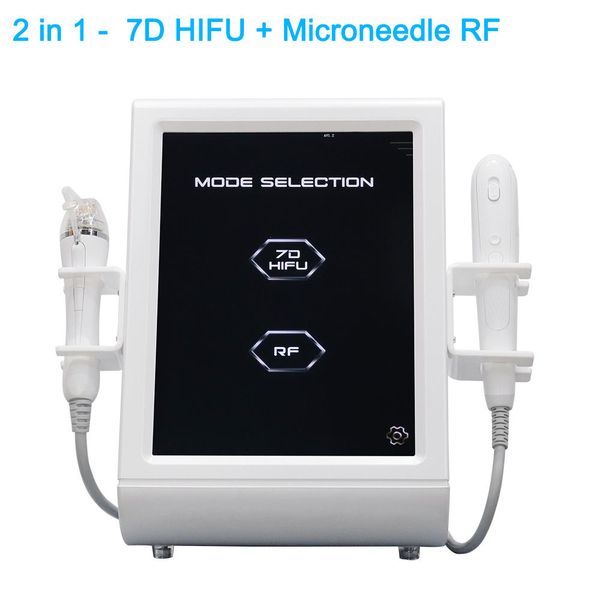 

2 in 1 multi-functional beauty equipment 7d hifu rf microneedling ultrasonic face care body firming anti wrinkle machine slimming anti-aging, Black;white