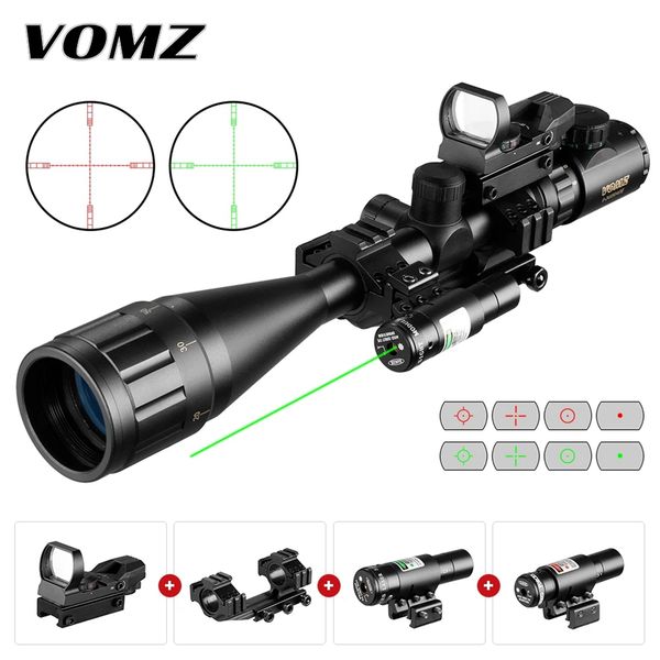 

vomz 6-24x50 hunting airsoft accessories tactical optical sight red dot laser suit rifle scope collimator sight for hunting -green