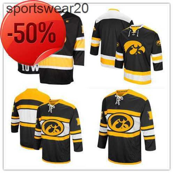 

customized iowa hawkeyes ncaa college jerseys men's custom any name any number good quality ice hockey jersey s-4xl, Black;red
