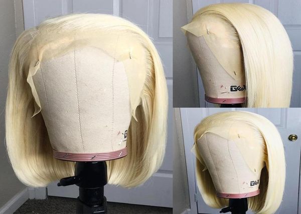 

134 short ombre 613 blonde wig lace front human hair wigs brazilian remy straight bob hair transparent lace pure wig7459300, Black;brown