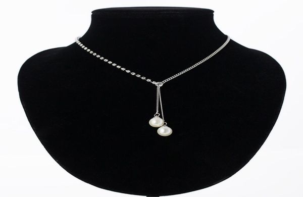 

yfjewe luxury elegant pearl pendant necklace sliver plated chain necklace austrian crystal pearl necklace for women n0982625031, Black