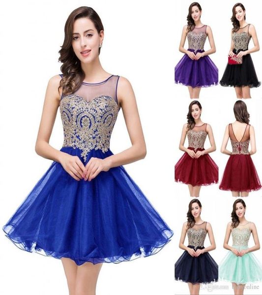 

babyonlinedress 2020 illution tulle neck lace cocktail dresses charming sleeveless zipper back mini evening prom dresses cps38283037, Black