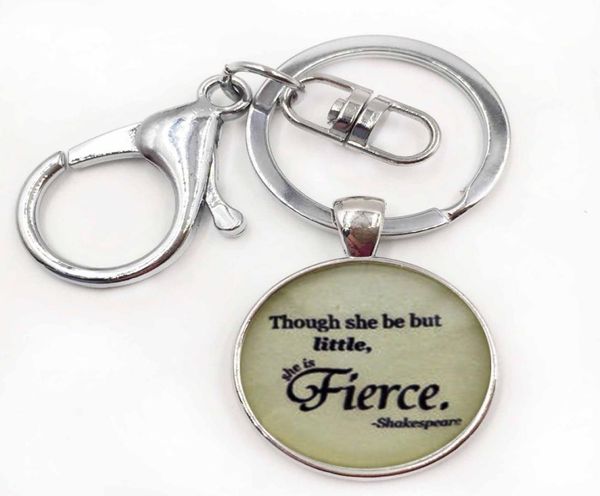 

fashion william shakespeare though she be but little she is fierce quote key chain ring holder women keychain6840928, Slivery;golden