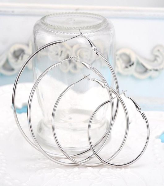 

925 sterling silvergolden exaggerated hoop earrings large diameter 610cm fashion party cute christmas ps06787066843, Golden;silver