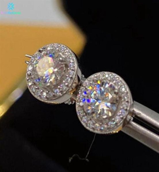

stud vinregem hip hop rock 925 sterling silver vvs round cut d color real moissanite diamonds studs earrings fine jewelry with gra2871557, Golden;silver