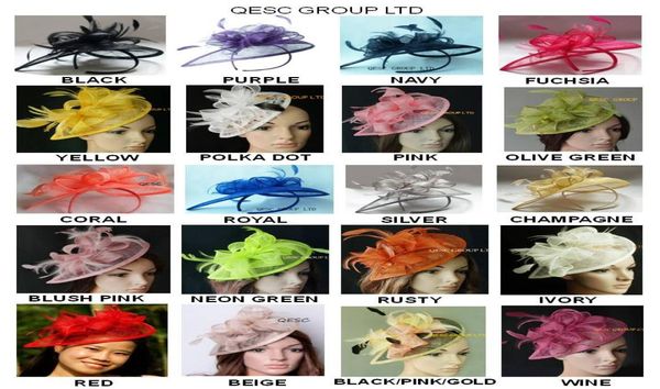 

26 coloursclassic sinamay fascinator hat in special shape with feathers for kentucky derby wedding party church3328522, White