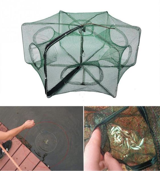 

wholefolded hexagon 6 hole fishing shrimp automatic trap fishing net fish shrimp minnow crab baits cast mesh trap1667840