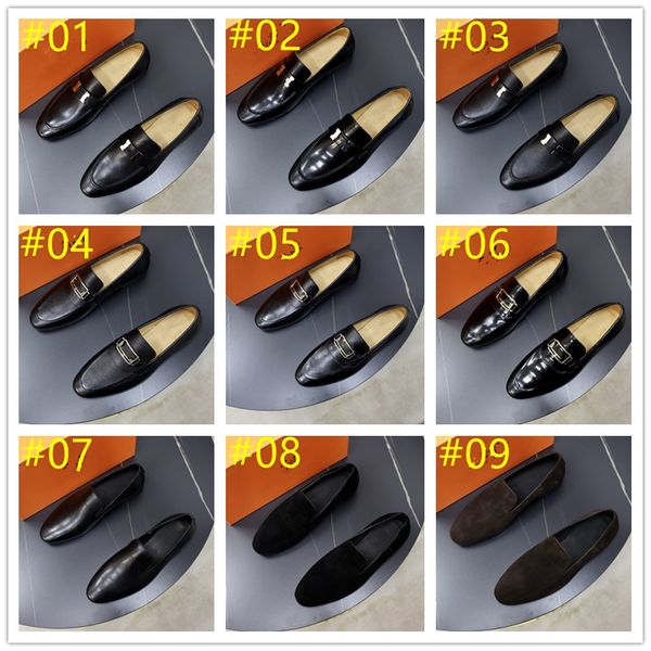

designer dress shoes h buckle men loafers genuine leather mules luxury brand moccasins breathable casual shoes size 6.5-11, Black