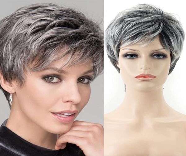 

short blonde wig pixie cut natural layered synthetic wig dark root ombre blond wigs for white women7486832, Black
