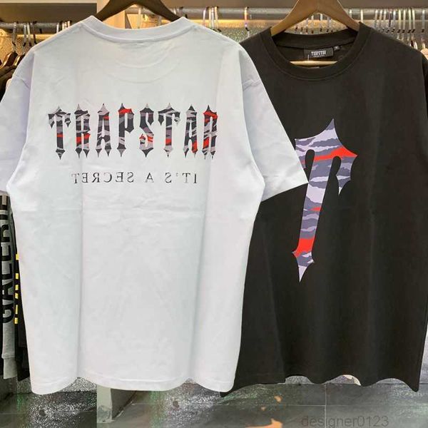 

trap star tshirts red camouflage letter print short sleeve tees cotton oversized trap t-shirt for men women, White;black