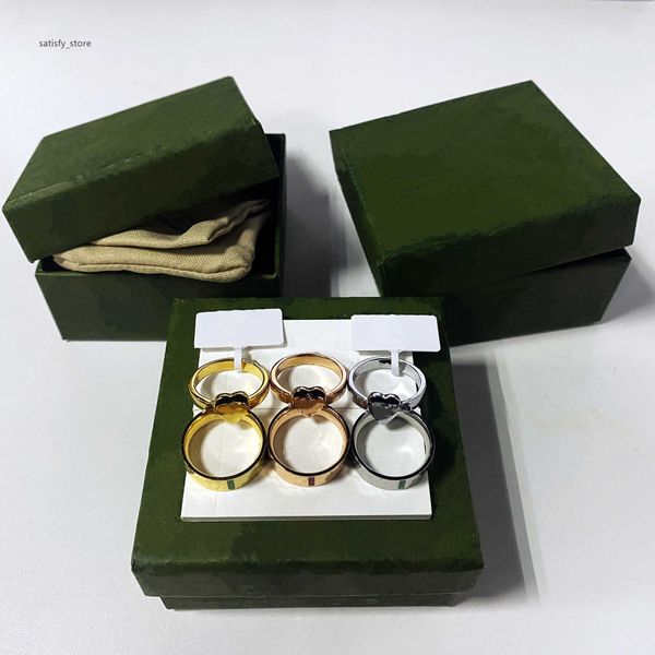 

love ring designer heart band rings for women mens jewelry luxury fashion gold silver rose colors stainless steel lady party with green box