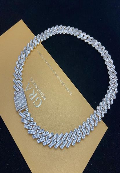 

2021 jewelry mens necklace hip hop sterling silver 925 lab diamond vvs1 color d moissanite cuban link chain1446291