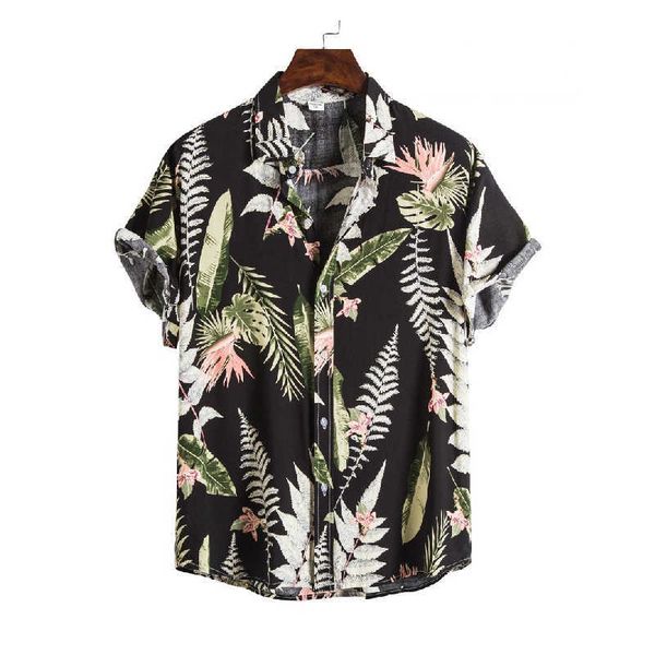 

holiday wholesale vacation men's shirt breathable button up work shirt outdoor extra soft daily wear with leaves yoa, White;black