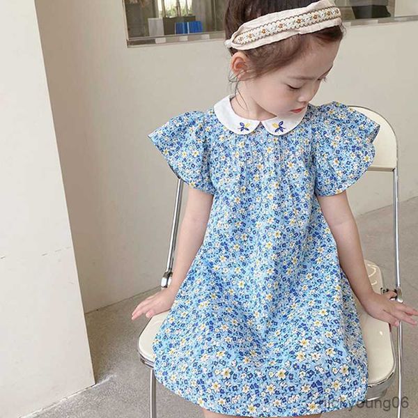 

girl's dresses summer girls country style embroidery doll collar flying sleeves mini cute dress party princess charm vestidos r230607, Red;yellow