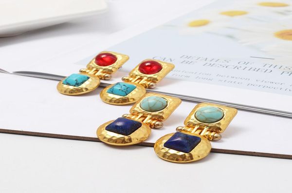 

natural stones geometric zinc alloy stud earring fashion statement punk holiday party earring whole5854383, Golden;silver