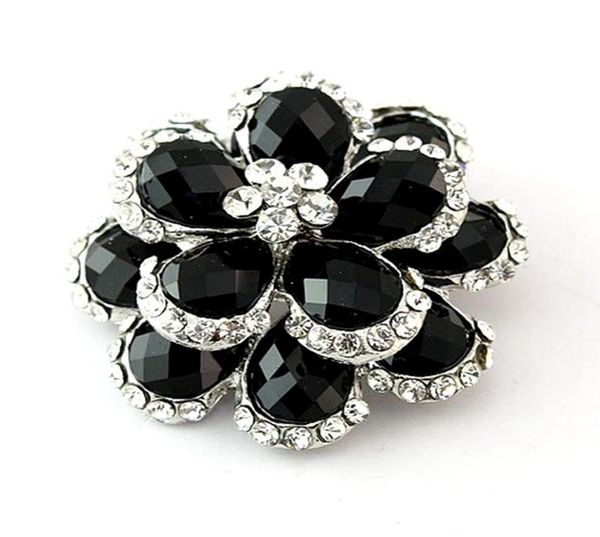 

silver color clear crystal and black stone flower bouquet brooch pin8039362, Gray