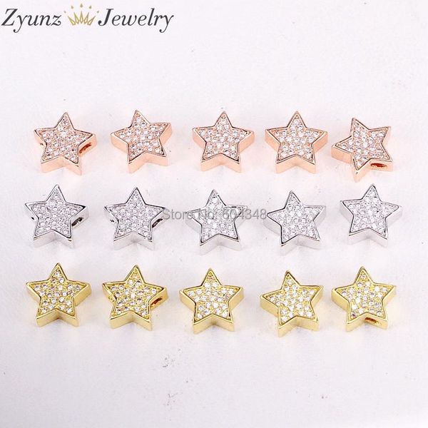

crystal 20pcs zyz3302690 mixed color meal plated micro pave crystal cz star spacer beads jewelry metal beads