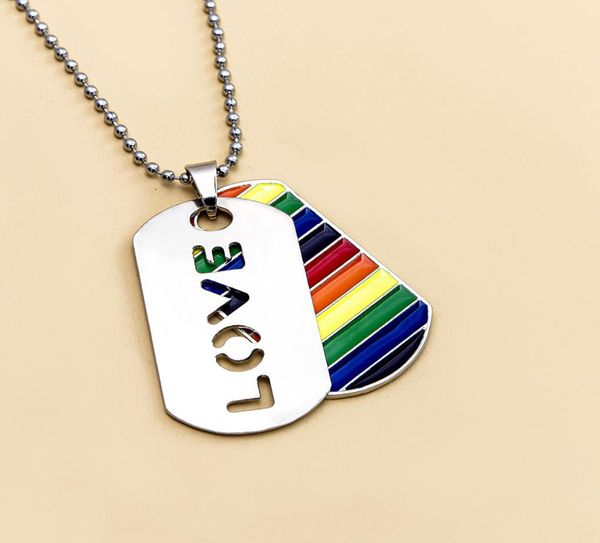 

gay lgbt les gay rainbow necklace customized love fashion love military necklace3526241, Silver