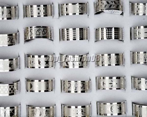 

50pcs stainless steel mixed design mens rings jewelry 1722mm r1583756903, Silver