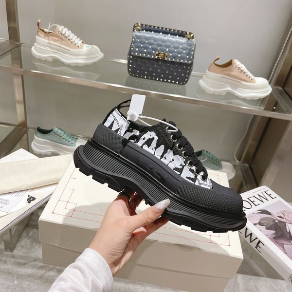 

designer travel leather lace-up sneaker fashion lady flat running trainers letters woman shoe platform men 0605, Black