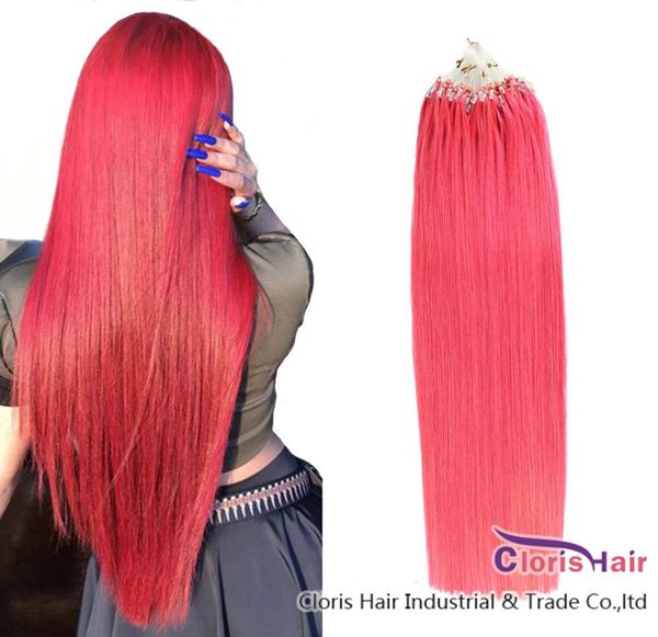 

thick end pink loop micro ring hair 100 human hair extensions brazilian remy capsule keratin micro link bead hair 100 strands 04128167, Black