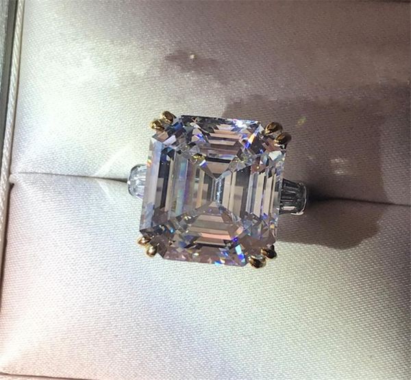 

vecalon engagement promise ring 925 sterling silver asscher cut 6ct 5a cz luxury wedding band rings for women bridal jewelry4426622, Slivery;golden