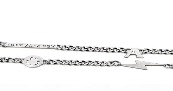 

k 19ss alyx necklace bracelet metal chain men women hip hop outdoor alyx street accessories smile necklace9483017, Silver