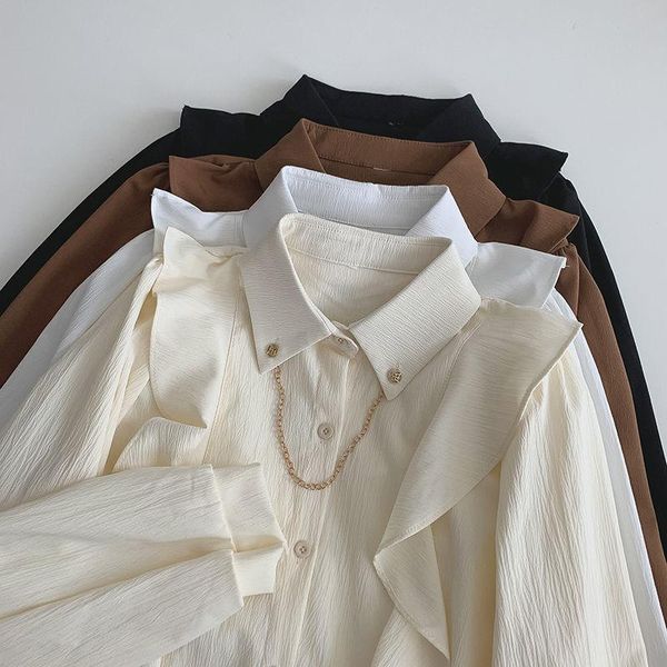 

shirts ebaihui women and blouses solid fungus side blouse office shirt blusas mujer de moda 2022 puff sleeve women shirts clothes, White