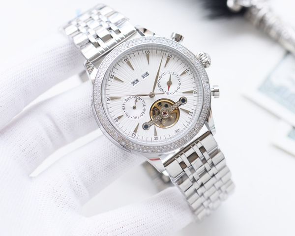

luxury men's watch, version of 316 steel l, automatic imported mechanical movement, mineral scratch-resistant mirror glass, size diamet, Slivery;golden