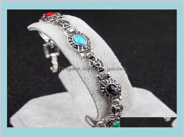 

charm womens retro vintage natural stone cute tibet silver bracelet bangel ladies accessories ji9lg1003875, Golden;silver