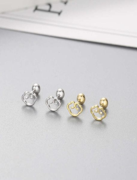 

yingbaida chinese style safety lock women039s 925 silver mini xiangyun screw earrings6641195, Golden;silver
